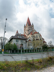 View on the Vienna landscape and buildings at the early spring