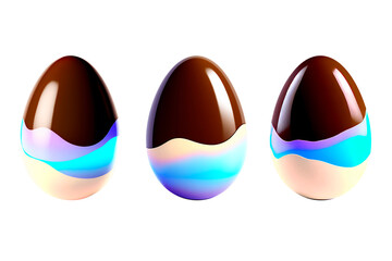 set of isolated chocolate colorful easter eggs