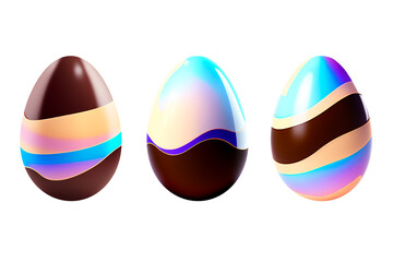 set of isolated chocolate colorful easter eggs