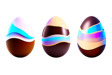 set of isolated chocolate colorful easter eggs