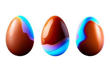 set of isolated chocolate colorful easter eggs