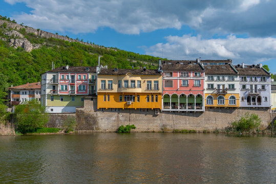 Houses in the Bulgarian city Lovech built along the Osam river