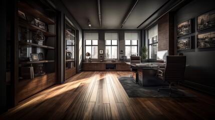Fototapeta na wymiar Luxury and amazing office interior design. Generative AI