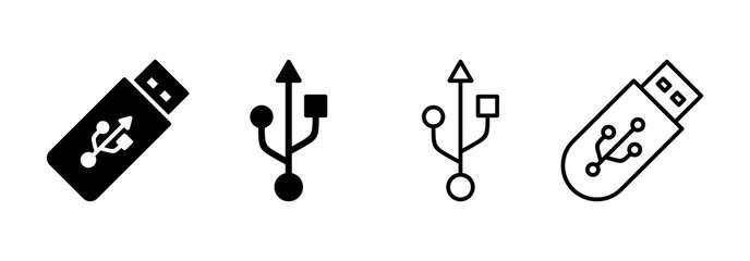 Usb icon vector for web and mobile app. Flash disk sign and symbol. flash drive sign.