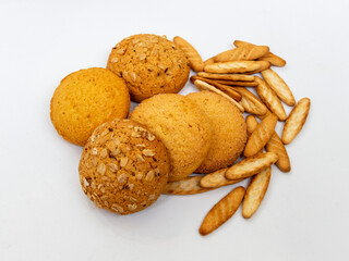 Corn, oatmeal cookies, crackers