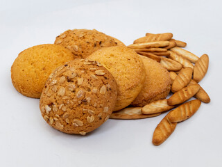 Oatmeal cookies, cereal corn, crackers