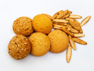 Oatmeal cookies, corn, crackers