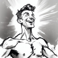 happy man smile drawing sketch 