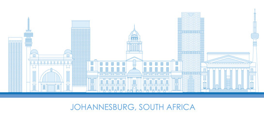 Fototapeta na wymiar Outline Skyline panorama of city of Johannesburg, South Africa - vector illustration