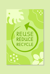 Reuse Reduce Recycle Sign On Trendy Background. Ecology Poster Contemporary Vector Illustration