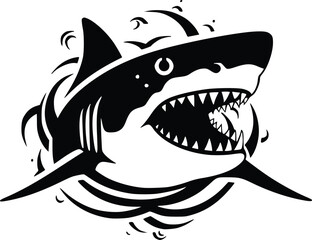 Shark Logo Monochrome Design 
