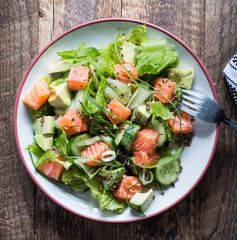 A lite Salmon Salad with Avocado