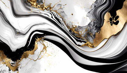 Close-up background image of ink, paint, marble glitter gold color. High texture oil painting. Colorful abstract painting background. Art to print