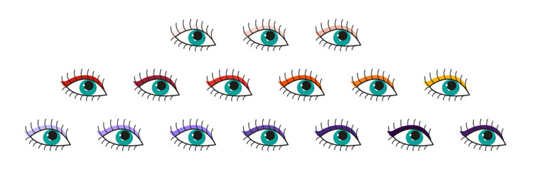 Eyes. Collection, set of symbols and associations of feminism. Women's rights day, international women's day. Vector illustration