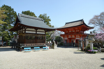 Obraz premium 長等神社 拝殿と楼門 滋賀県大津市三井寺町