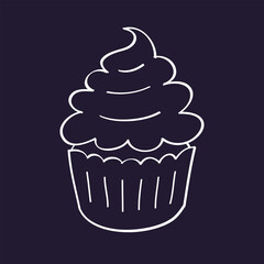 Cupcake cartoon doodle line vector icon