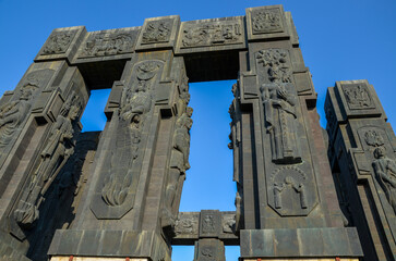 The Chronicles of Georgia is a colossal stone monument is a collective of huge pillars depicting...