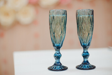 two champagne glasses for the bride and groom