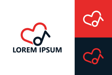 Love music logo template design vector