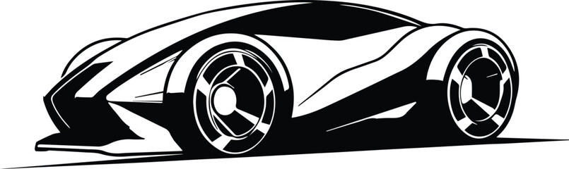 Electric Super Sports Car Logo Monochrome Design Style
