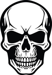 Skull Logo Monochrome Design Style
