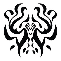 Wild fantasy monkey logo tattoo tribal black ink decoration