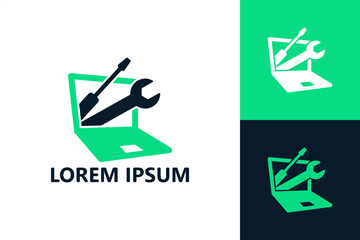 Laptop repair logo template design vector