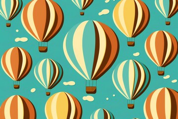 Minimalistic illustration of a hot air balloons in a pattern, generative AI