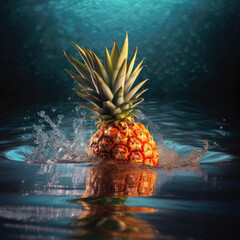 Behold the beauty of a perfectly ripe pineapple, juicy and bursting with flavor. Set against a gradient background that complements its color and vibrancy, this photorealistic image captures the essen