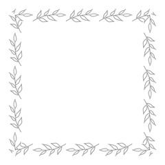 Template frame of spring flowers line art on a white background. Floral design for wedding invitation, banner, poster. Square.