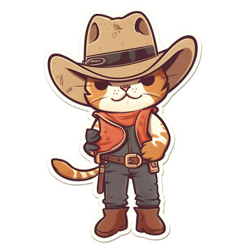 Cowboy Cat Cartoon, Created with generative AI