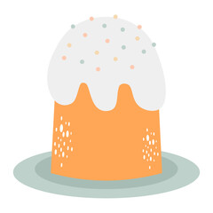 Easter bakery on plate. Hand drawn Easter cake. Flat design. Doodle style. Illustration vector