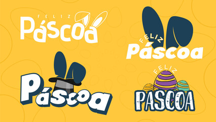 Happy easter, Easter bunny, Happy easter stamp, stamps for campaigns and digital media, chocolate, easter eggs pattern, yellow background with abstract pattern