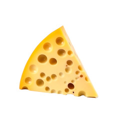 Emmental cheese triangle - Swiss cheese - isolated on transparent background