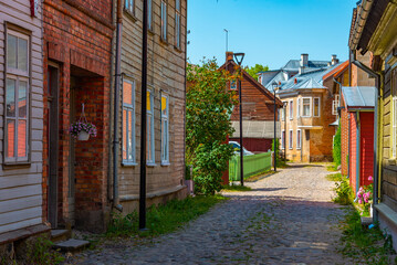 Timber houses in the old town of Viljandi, Estonia