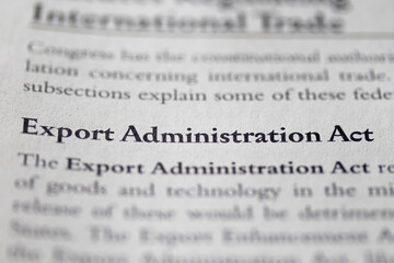 Fototapeta premium export administration act printed in text on page as visual aid or business law reference