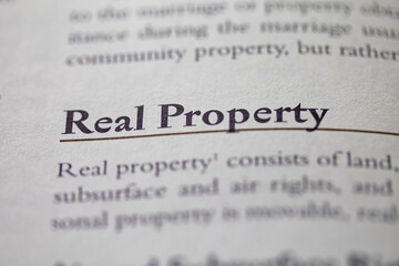 real property printed in text on page as visual aid or business law reference