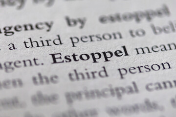 Estoppel printed in text on page as visual aid or business law reference