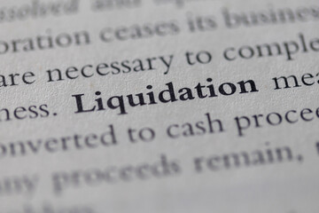 liquidation printed in text on page as visual aid or business law reference
