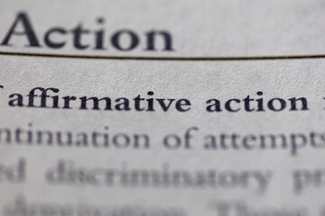 Affirmative action printed in text on page as visual aid or business law reference
