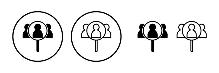 Hiring icon vector. search job vacancy icon. magnifying glass looking for people