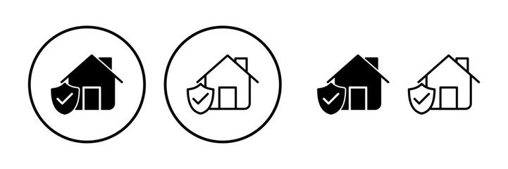Home insurance icon vector. home shield protect logo