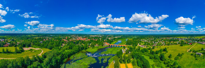 Panorama view of Latvian town Kuldiga