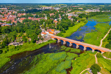 Panorama view of Latvian town Kuldiga