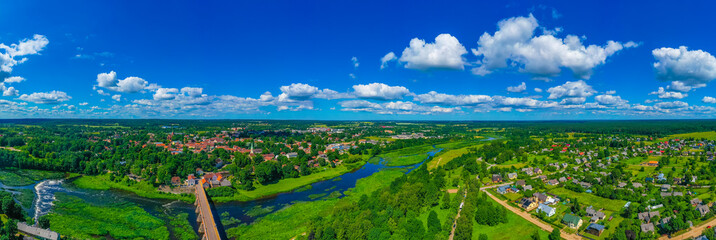 Panorama view of Latvian town Kuldiga