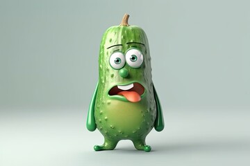silly cucumber with anthropomorphic features. Generative AI