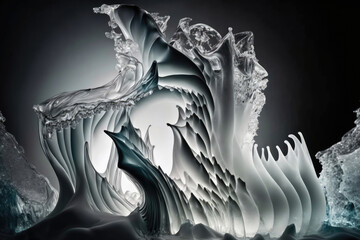 Obraz premium artful ice sculpture with several layers created with Generative AI technology