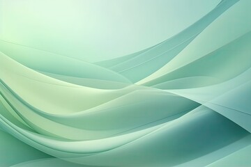 green and white abstract background with flowing waves. Generative AI