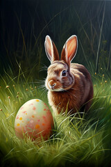 Cute bunny with easter egg illustration