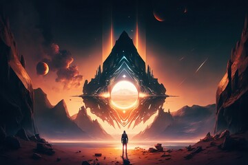 Abstrakt Cyberpunk digitale Kunst mit futuristischen Stil
